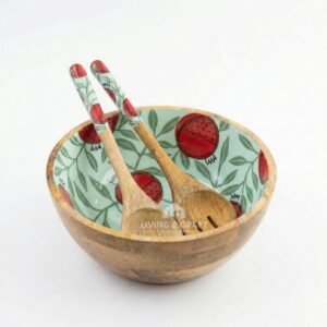 wooden bowl with enamel print living and craft